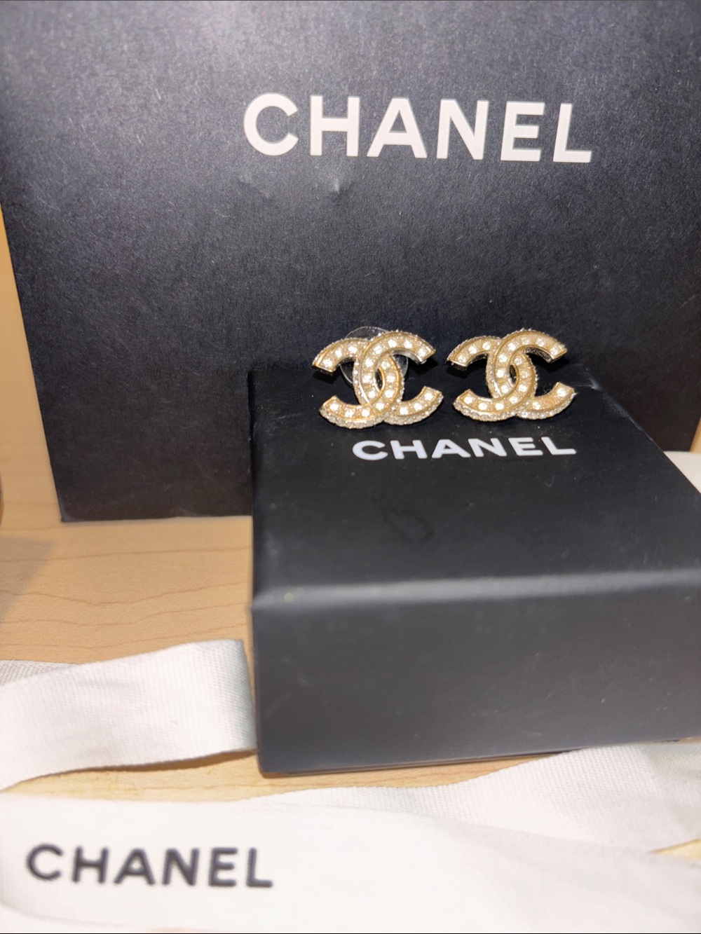 CHANEL Gold CC Logo Stud Earrings